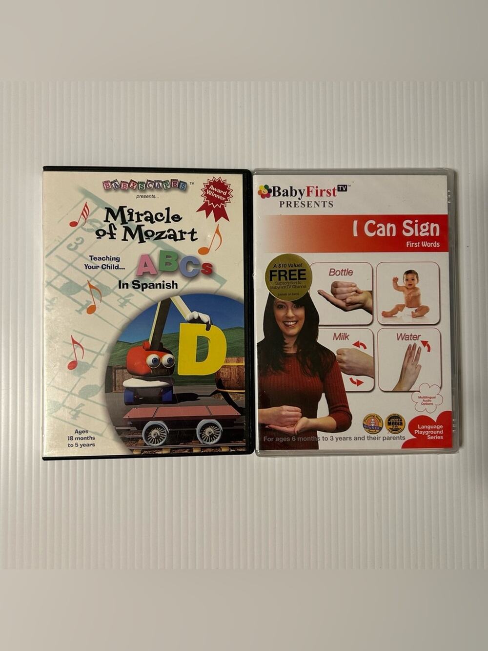 2 DVD Babyscapes Miracle Mozart ABCs Spanish BabyFirst I Can Sign First Words TV